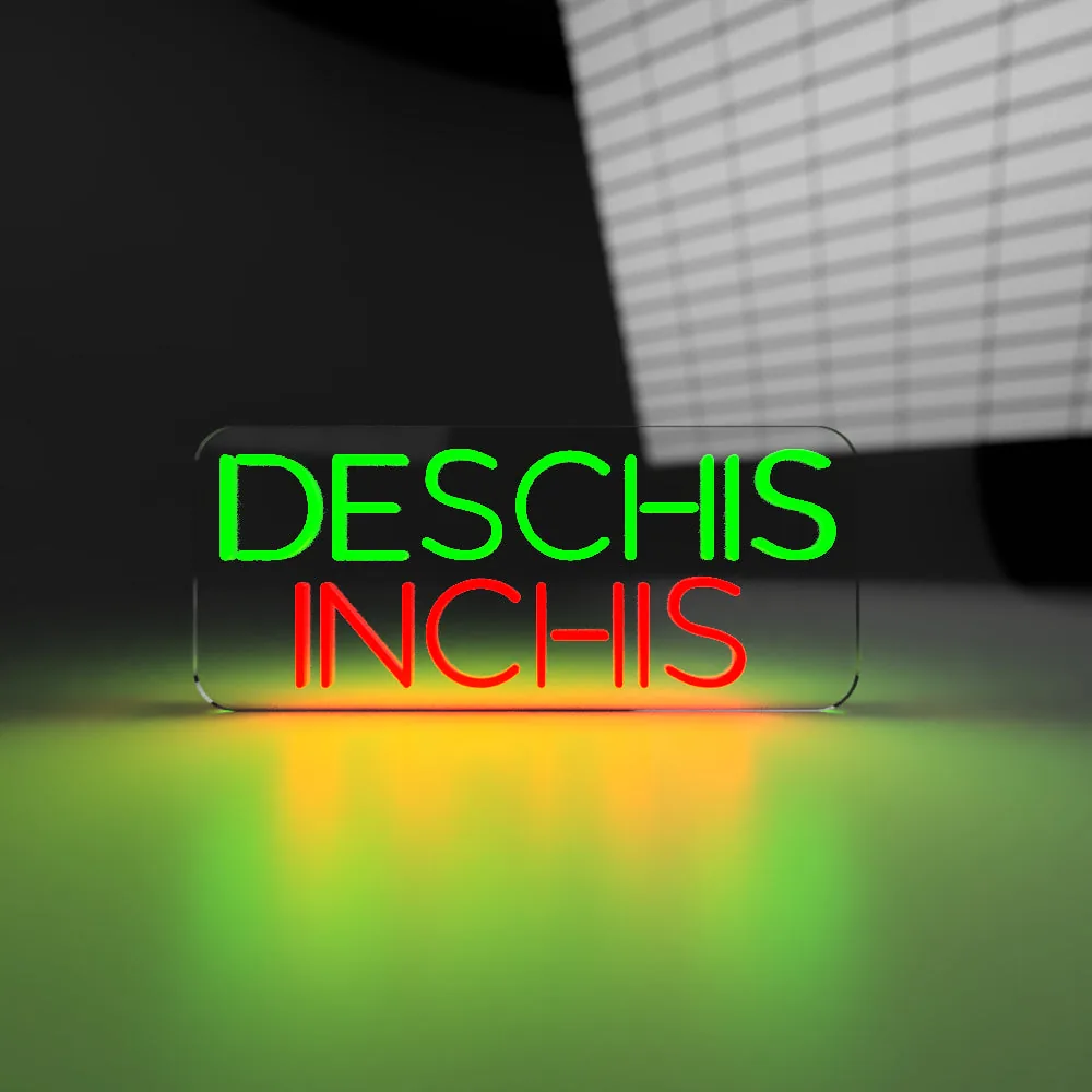 Deschis / Inchis Semn neon LED Deschis Inchis in verde si rosu, pentru vitrina de magazin