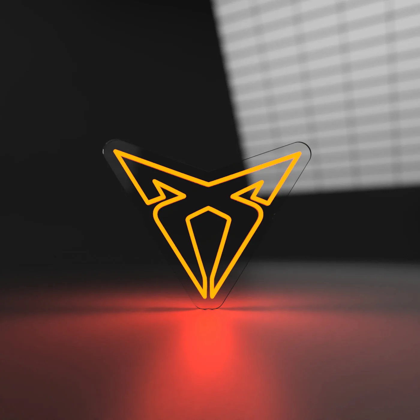 Logo Cupra Semn neon LED cu logoul Cupra in portocaliu, vedere din fata
