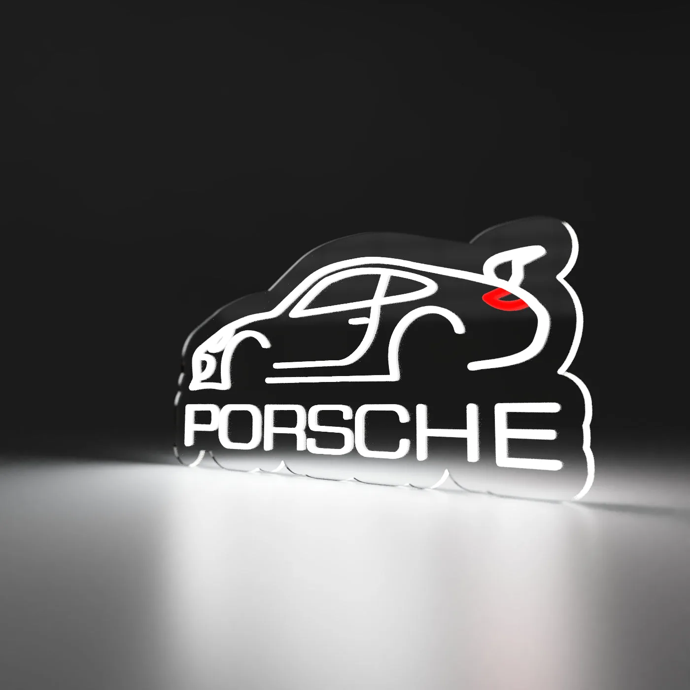 Porsche, unghi Semn neon LED Porsche, vedere din unghi